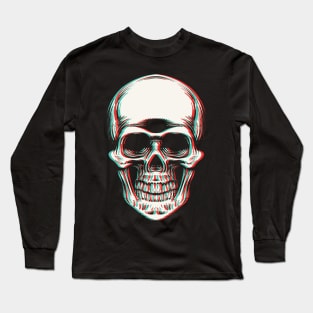 3D Effect Trippy Skull Face Long Sleeve T-Shirt